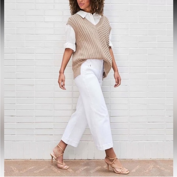 New No Tags Spanx Stretch Twill Cropped Wide Leg White Pants Womens Size XL - Picture 8 of 11